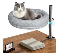Cuipingoo Lit de bureau pour chat - Rotation à 360° et réglable, supporte 18,1 kg, fausse fourrure douce avec tapis réversible double face, mobilier d'intérieur moderne pour bureau et table de jeu