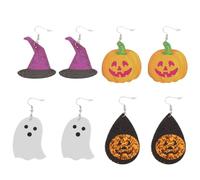 Cuir Boucles D'oreilles 4 Paires Halloween, pour Femmes Légères | Style Chic Classique, Thème Festif pour Oreilles Percées, Daily Life et Célébration Halloween