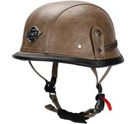 Cuir Casque Moto Jet Vintage Retro, Unisexe 3/4 Moto Chopper Scooter Modulable Casque De Vélo, Dot/ECE Homologué en pour Casque De Moto Homme Et Femme - M~XXL 6,XL