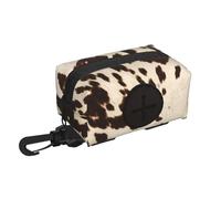 Cuir de vache marron imprimé,Support de sacs à crottes Distributeur de sacs à déjections canines Fournitures pour animaux de compagnie
