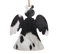 Cuir de vache marron - Ornements de Noël en bois fabriqués à la main - Décoration suspendue imprimée double face pour arbre cadeaux de maison 2 pièces