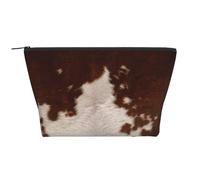 Cuir de Vache Marron Rouge, Trousse de Toilette Trousse de Maquillage Sac à cosmétiques Trousse de Toilette de Voyage Portable