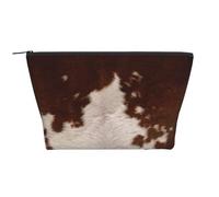 Cuir de Vache Marron Rouge, Trousse de Toilette Trousse de Maquillage Sac à cosmétiques Trousse de Toilette de Voyage Portable