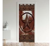 Cuir de Vache Rideau de Porte 86x203cm Western Étoile du Texas Rideau Occultant Rideaux Vintage Style Rideaux Interieur Salon Chambre Vacheboy Brun Décor Rideaux Exterieur d'entrée