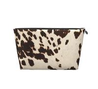 Cuir de Vachette à Taches Noires et Brunes, Trousse de Toilette Trousse de Maquillage Sac à cosmétiques Trousse de Toilette de Voyage Portable