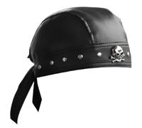 Cuir Durag Femmes Men Men de crâne en Cuir réglable, Chapeau de Pirate avec Rivet et Bracelet pour Les Accessoires Photo la Rue.
