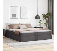 Cuir écologique hydraulique Moderne Gris 200 x 200 cm | Lit avec rangement hydraulique et matelas inclu Gris 200x200 cm Empereur cuir synthétique adulte avec sommier à lattes