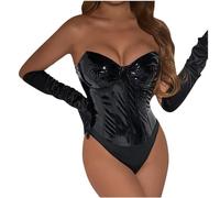 Cuir Latex Et Vernis Érotiques Lingerie Et Vêtements Sexy Femme Érotique Hot Tenue Body Saint Valentin Ensemble Porte Jarretelles Complet avec Bas Costume Jartelle Jaretelles Ultra Combinaison