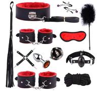 Cuir Lisse Fitness IntéRieur 12 PièCes Multifonctionnel RéGlable Set, Doublure en Peluche, éQuipé De Bracelet De Fitness - D1