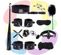 Cuir Lisse Fitness IntéRieur 12 PièCes Multifonctionnel RéGlable Set, Doublure en Peluche, éQuipé De Bracelet De Fitness - D1