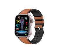 (Cuir marron) Montre OHP ET570 Montre connectée avec appels Bluetooth ECG électrocardiogramme température