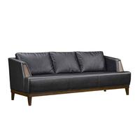 Cuir noir design trois places moderne salon canapé capitonné