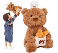 Cuir, ours en peluche, rempli de 25,4 cm de pâtissier, tient du pain - Adorable coussin en peluche pour adultes, et filles pour la décoration du maïs, complément supplémentaire