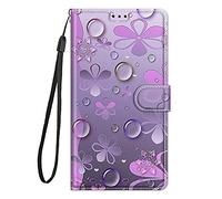 Cuir Peints PU Folio Etui pour Honor X8 5G/Honor X6/Honor 70 Lite Coque Pochette Flip Housse Etui Rabat Protection Résistant Chocs Couverture Motif avec Porte Carte Back Phone Cover,Gouttes d'eau