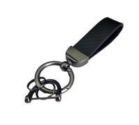Cuir Porte-clés de Voiture Clé de Voiture Anneau,Pour BMW X2 X2M F39 18i 18d 20i 20d 25d 25e M35i Fibre De Carbone Cuir Anneau en D Pivotant À 360° Auto Porte-clés,C/Black