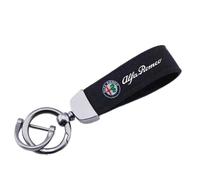 Cuir, Porte-clés de Voiture, Pour Alfa Romeo Stelvio 4C Mito Giulietta, Porte-clés avec Logo, Porte-clés Couverture Cadeau de Famille, Accessoires de Décoration,Bla-ck