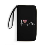 Cuir Portefeuille Battement De Coeur Autiste Bourse Pochette Souple Femme Pouch Bourse Fermeture Éclair Fille Pochette pour Mère, Amoureux, Meilleur Cadeau