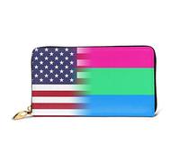 Cuir Portefeuille Drapeau De La Fierté Bisexuelle Américaine2 Femme Pouch Bourse avec Compartiment À Monnaie Porte-Monnaie Original Retro Bourse Pochette pour Enfant, Ami, Amoureux