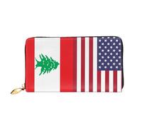 Cuir Portefeuille Drapeau De L'Amitié Entre L'Amérique Et Le Liban Portefeuille Femme avec Compartiment À Monnaie Porte-Feuille en Cuire Original Retro Coin Purse Wallet pour Femme, Garcon, Ami
