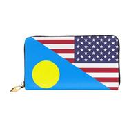 Cuir Portefeuille Drapeau De L'Amitié Entre L'Amérique Et Les Palaos Coin Purse Wallet Imprimé Porte-Monnaie Élégant Bourse Pochette pour Mère, Femme, Amoureux