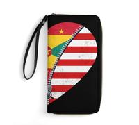 Cuir Portefeuille Drapeau du Cœur De L'Amérique Et Drapeau Grenadien Bourse Pochette Vintage Femme Pouch Bourse Souple Porte-Feuille en Cuire pour Femme, Fille, Prof