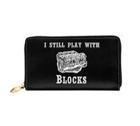 Cuir Portefeuille Je Joue Toujours avec des Blocs Porte-Feuille en Cuire Vintage Portefeuille Femme Fermeture Éclair Femme Pouch Bourse pour Garcon, Amoureux, La Fille