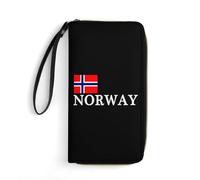 Cuir Portefeuille La Fierté Nationale De La Norvège Porte Monnaie Femme Original Retro Femme Pouch Bourse Fermeture Éclair Coin Purse Wallet pour Homme, Garcon, Amoureux