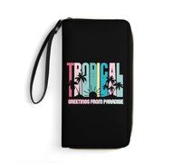 Cuir Portefeuille Slogan Tropical Salutations du Paradis Fille Pochette Longue Coin Purse Wallet Exquis Porte Monnaie Femme pour Fille, Femme, Ami