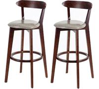 Cuir PU, chaises tabourets Hauteur Cadre en Bois, arrière Repose-Pied, comptoir Cuisine, Tabouret Bar de Salle à Manger (gris-2ps, 61 cm)