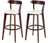Cuir PU, chaises tabourets Hauteur Cadre en Bois, arrière Repose-Pied, comptoir Cuisine, Tabouret Bar de Salle à Manger (blanc-2ps, 61 cm)
