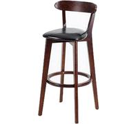 Cuir PU, chaises tabourets Hauteur Cadre en Bois, arrière Repose-Pieds, comptoir Cuisine, Tabouret Bar de Salle à Manger (noir-1ps, 71 cm)