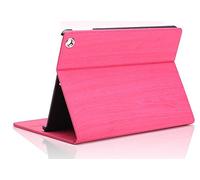 Cuir PU Housse pour iPad Air 2 Marche/veille automatique Rose rouge Motif de grain de bois