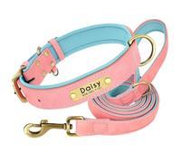 Cuir Rembourré Mou Personnalisé avec Plaque De Nom De Chien Plaque De Laisse pour La Laisse pour Bulldogs Français Dockhund Greyhound Beagle Shiba Inu,Un,XS