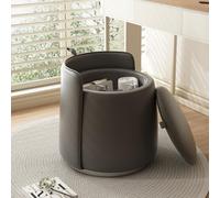 Cuir rotatif à 360° avec rangement, repose-pieds rembourré et tabouret de maquillage, pouf polyvalent pour salon et canapé, chaise d'appoint élégante et repose-pieds avec couvercle