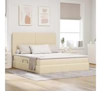 Cuir synthétique hydraulique Ouverture latérale Rangement Crème 160x200 cm | Lit avec rangement hydraulique et matelas Crème 160x200 cm Polyester moderne avec tête de lit incluse pour chambre