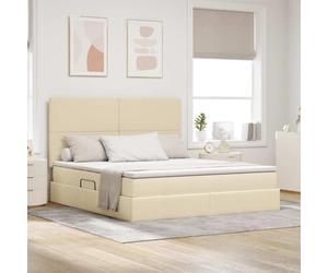 Cuir synthétique hydraulique Ouverture latérale Rangement Crème 160x200 cm | Lit avec rangement hydraulique et matelas Crème 160x200 cm Polyester moderne avec tête de lit incluse pour chambre