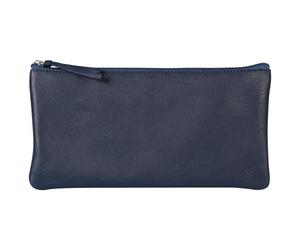 CUIR TEINTÉ Trousse plate 22x11 cm Bleu foncé