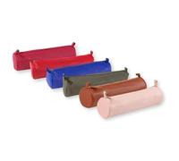 CUIR TEINTE Trousse ronde Ø5,5x22 cm - Assortis