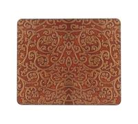 Cuir Travaillé Brun Rougeâtre Doré De L'Ouest Tapis De Souris Gaming Bords Cousus Mousepad Petit Mouse Pad pour Ordinateur Maison Jeu 25X30Cm