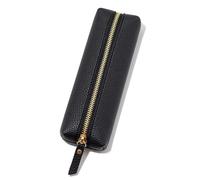 Cuir Trousse Crayon Large Capacity Pen Bag PU Leather Stationery Holder Storage Box Zipper Pencil Pouch(Black)
