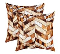 Cuir Vache Place Lot De 2 Taie Oreiller Réversible Taie d'oreiller 40x40cm Cuir Vache Géométrie Housse de Coussin Maison Décor Housse Coussin pour Ferme Western Ferme Animaux
