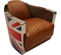 Cuir véritable Design Vintage Fauteuil Lounge Meuble Union Jack Aviator Rétro Avion