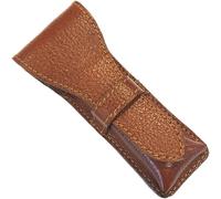 Cuir Véritable Double Bord Rasoir De Sécurité De Protection/Cas Voyage-Selle Marron