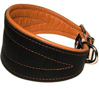Cuir véritable Extra Large rembourré conique Collier de chien Noir brillant Greyhound Saluki Deerhound lurcher lévrier Teckel