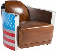 Cuir véritable Fauteuil en cuir vintage Fauteuil design Rocket Union Jack Vintage Cigar