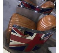 Cuir véritable Fauteuil en cuir vintage Fauteuil design Rocket Union Jack Vintage Cigar