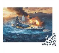 Cuirassé Combat Naval Puzzle 1000 Pièces pour Adultes Papier Puzzle en Famille Détente Concentration Déco Maison 52x38cm/1000pcs