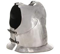 Cuirasse d'Armure Chevalier Médiéval Argenté Acier 18 Gauge Poli | modèle Antique pour GN Cosplay Théâtre | Taille Unique avec Sangles Cuir Ajustables | 46x46x45 cm | Protection Avant et Dos | Idéale