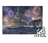 Cuirassé Puzzle 1000 Pièces Papier pour Adultes Feu dartifice Nocturne Jeu de Puzzle 1000 Pièces Détente Cadeau 70x50cm/1000pcs
