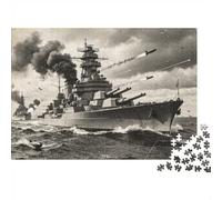 Cuirassé WWII Puzzle 1000 Pièces Matériau Recyclé Navire Guerre Bismarck Puzzles pour Garçon & Fille dès 6 Ans Amusant Stimulant Activité Jeu Familial 38x26cm/1000pcs